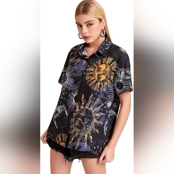 Women's Short Sleeve Button Down Shirt XL - Picture 3 of 6